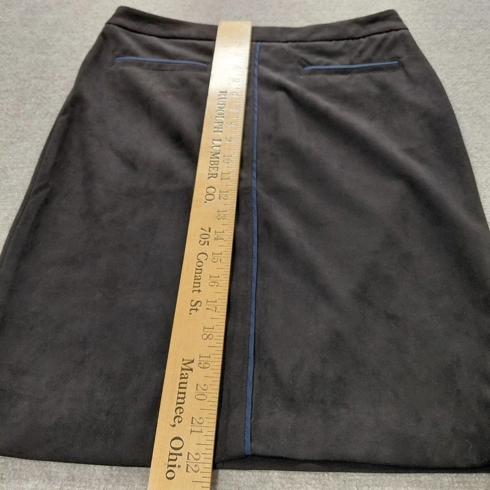 J. MCLAUGHLIN Black Navy Stripe Sonya Faux Suede Career Pencil Skirt Size‎ 6 NEW